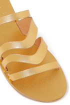 Strappy Metallic Slip On Sandals